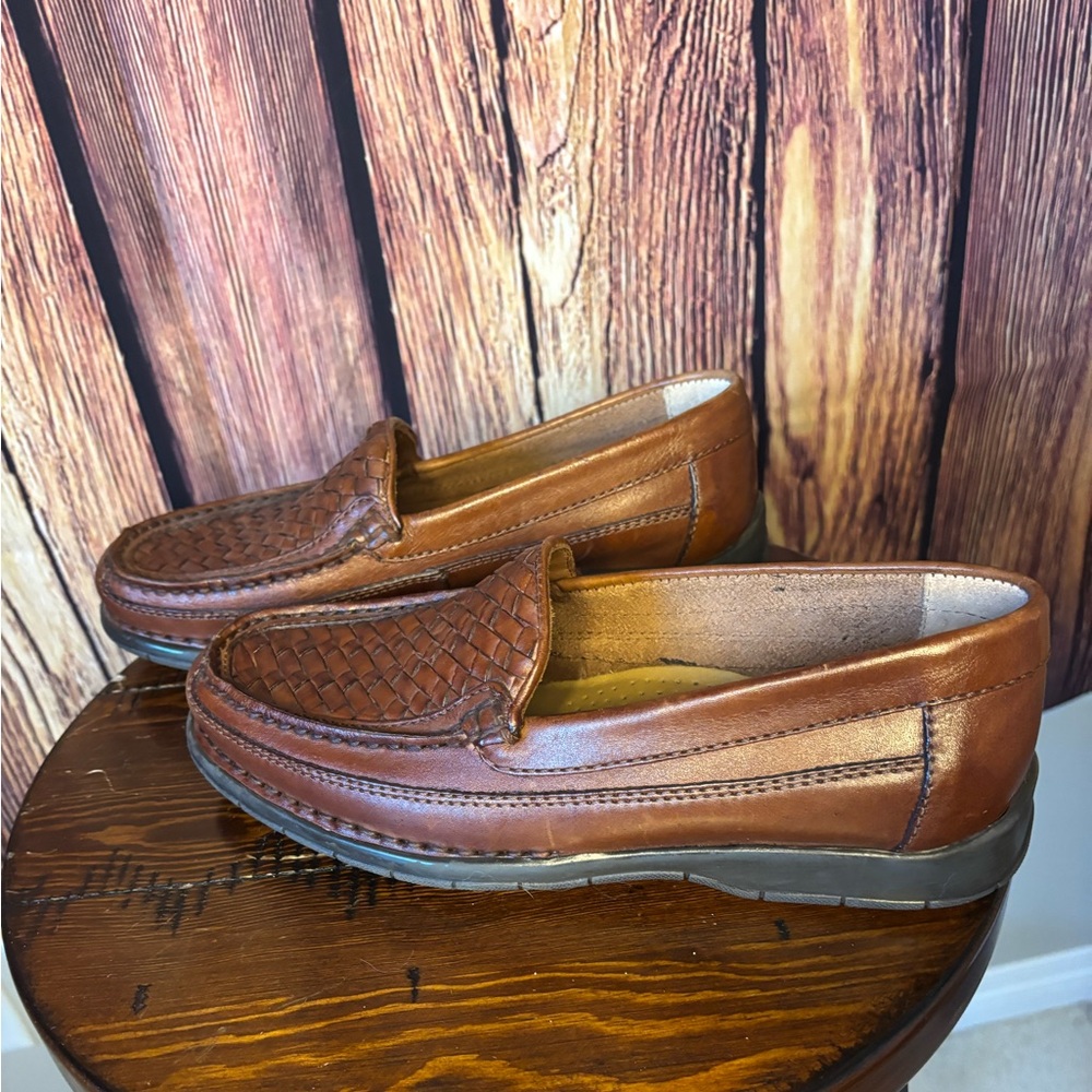 Giorgio Brutini Woven Tan Leather Loafers